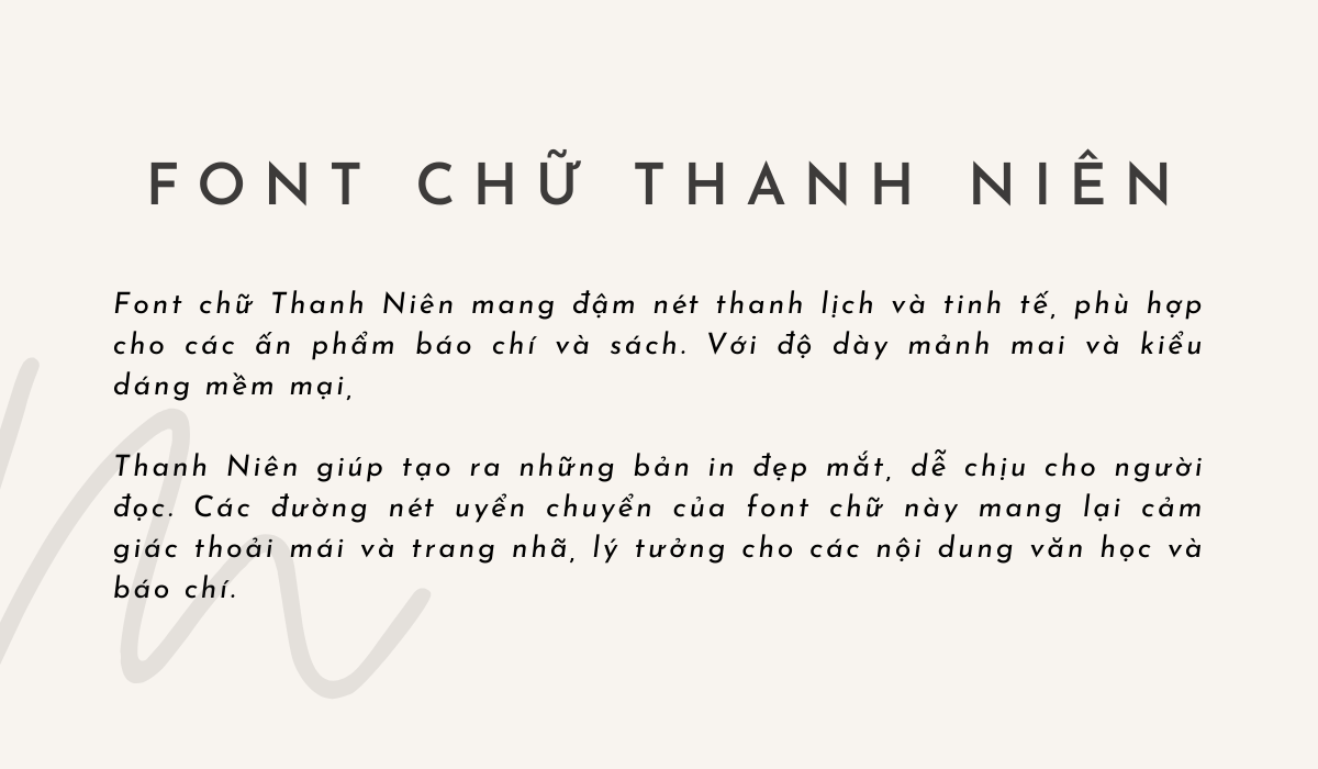 font chữ thanh niên